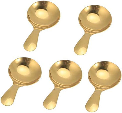  5pcs Mini Scoop For Canisters, Gold Mini Spoon Candy Scoops Stainless Steel Short Handle Spoon Salt Spoons Condiments Spoon Dessert Spoon