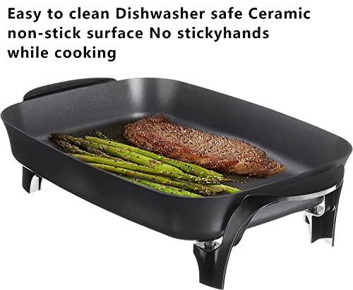  16 Inch Nonstick Electric Skillet - Roasts, Fries, Grills, Stews, Bakes, And Makes One-dish Meals.