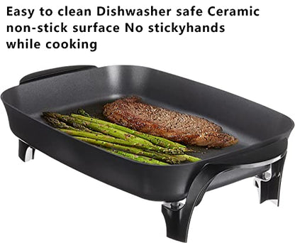  16 Inch Nonstick Electric Skillet - Roasts, Fries, Grills, Stews, Bakes, And Makes One-dish Meals.
