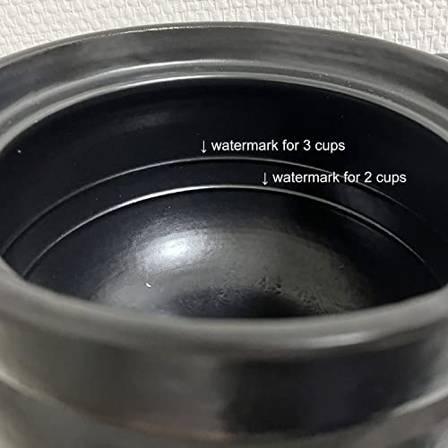 Japanese DONABE Clay Rice Cooker Pot Casserole Stockpot Earthenware Made In Japan For 2 To 3 Cups With Double Lids, Microwave Oven Safe