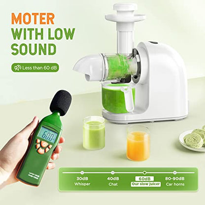  Cold Press Juicer Machine With Ceramic Auger, Slow Masticating Juicer 95% Juice Yield With Reverse Function, Quiet Motor Extractor, Easy To Clean Brush,Fruit Juicer, Vegetable Juicer