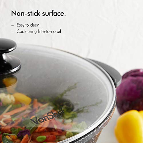  7.4Qt Electric Wok With Lid – Adjustable Temperature Control – Cool Touch Handles – Non-Stick, Easy Clean Frying Pan - 14 Inch