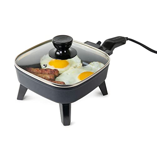  Craft 7-Inch Electric Non-Stick Skillet, Adjustable Temperature Control, Cool-Touch Handle With Tempered Glass Lid, Perfect For Healthy Keto & Low-Carb Diets, Rice Bowls, & Eggs