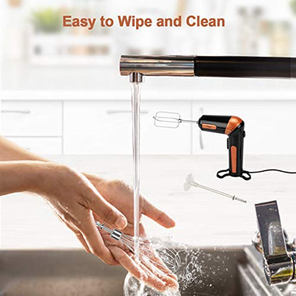  Hand Mixer Electric,Handheld Stick Mixer Egg Beater Set W/AC, Stainless Steel Egg Whisk, BPA-Free Beater, Drink Mixer Attachment, Rotatable Angle Hand Kitchen Mixer For Coffee