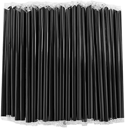  400 Pcs Black Boba Straws Jumbo Smoothie Straws,Individually Wrapped Disposable Plastic Large Wide-mouthed Milkshake Drinking Straws(0.43" Wide X 9.45" Long)