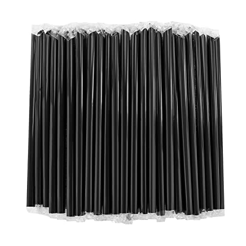  400 Pcs Black Boba Straws Jumbo Smoothie Straws,Individually Wrapped Disposable Plastic Large Wide-mouthed Milkshake Drinking Straws(0.43" Wide X 9.45" Long)