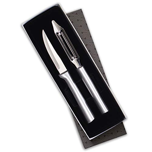  Ada Cutlery Stainless Steel Paring Knife And Vegetable Peeler – Pare And Peel Gift Set With Brushed Aluminum Handles