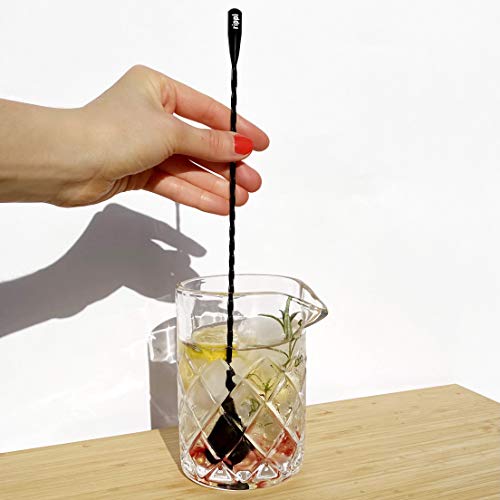  Cocktail Mixing Spoons - Bar Spoons For Stirring Cocktail Drinks - Bartender Tools For Your Home Bar Set - Set Of 4 Long Spoons For Stirring In Silver, Black, Gold, Rose Gold