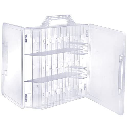  2 Pieces Double Side Universal Clear Nail Polish Organizer Box Nail Tools Holder Case For 48 Bottles With 8 Adjustable Dividers