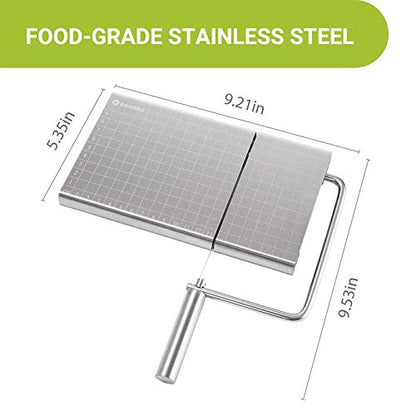  Zanmini Cheese Slicer, Stainless Steel Cheese Cutter With Accurate Size Scale, Wire Cheese Slicer For Cheese Butter, Equipped With 4 Replaceable Cheese Slicer Wires