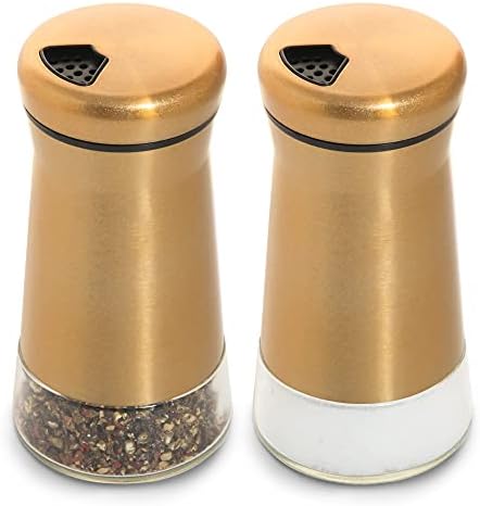  Bonris Copper Stainless Steel Salt And Pepper Shakers,Clear Bottom Jar Bottle Container With Stainless Steel Top,with Adjustable Pouring Hole