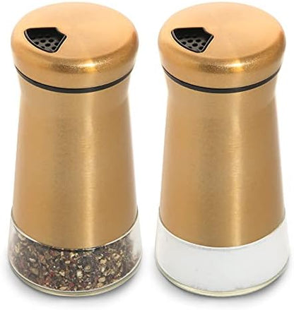  Bonris Copper Stainless Steel Salt And Pepper Shakers,Clear Bottom Jar Bottle Container With Stainless Steel Top,with Adjustable Pouring Hole
