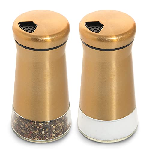  Bonris Copper Stainless Steel Salt And Pepper Shakers,Clear Bottom Jar Bottle Container With Stainless Steel Top,with Adjustable Pouring Hole