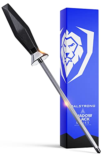  Honing Rod Steel - 9 Inch - Shadow Black Series - Black Titanium Nitride Coated - High Carbon 7CR17MOV-X Vacuum Treated Steel - Scratch Free - NSF Certified