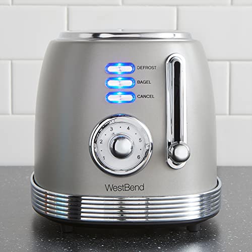  Toaster 2 Slice Retro-Styled Stainless Steel With 4 Functions And 6 Shade Settings, 850-Watts, Gray