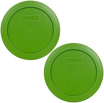 Pyrex 7200-PC 2-Cup Lawn Green Plastic Food Storage Lid, Made In USA - 2 Pack