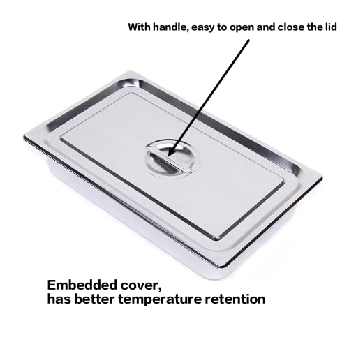  4 Pcs Hotel Pan Steam Table Pans With Lid, 4" Deep Full Size Stainless Steel Food Pan With Cover, Buffet Servers Pans Food Warmer Catering Pan Hot Steam Tray Water Pan For Restaurant Commercial