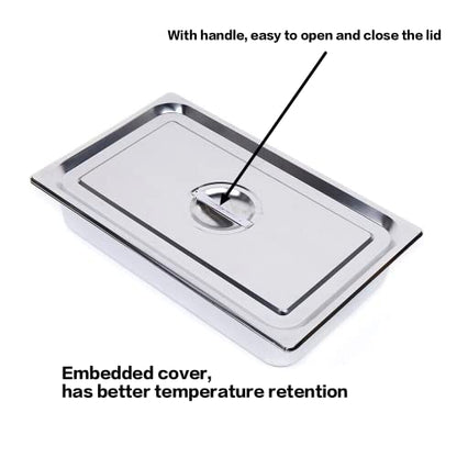  4 Pcs Hotel Pan Steam Table Pans With Lid, 4" Deep Full Size Stainless Steel Food Pan With Cover, Buffet Servers Pans Food Warmer Catering Pan Hot Steam Tray Water Pan For Restaurant Commercial