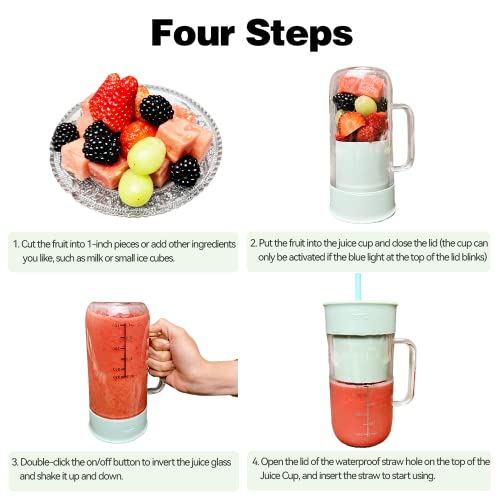  Portable Blender, Portable Juicer, Small Blender, Mini Blender, Smoothie Blender, Smoothie Maker, Blender Cup, Personal Blender For Shakes And Smoothies, 11 Oz USB Rechargeable For Traveling, Gym, Office,with Free Ice Cube Tray.