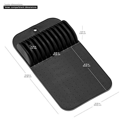  Antimicrobial Classic Large Knife Mat Soft-Grip, Non-Slip Drawer, Long-Lasting Home Organization, EPA Certified, Carbon