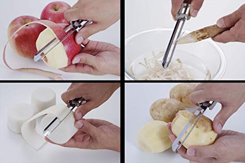  Seki Japan Long Vegetable Peeler, Stainless Steel Blade With Plasctic Safety Cover