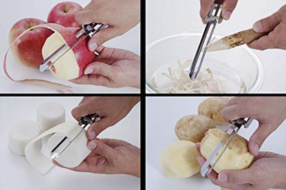  Seki Japan Long Vegetable Peeler, Stainless Steel Blade With Plasctic Safety Cover
