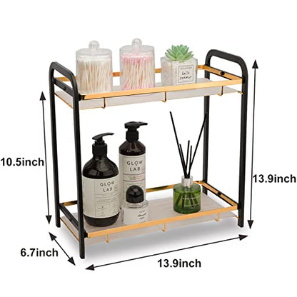  2 Tier Bathroom Counter Organizer, Premium Bathroom Sink Organizer Countertop, Kitchen Spice Rack Storage Shelf, Living Room Organization, Dresser Top Organizer & Vanity Tray, Bedroom Storage