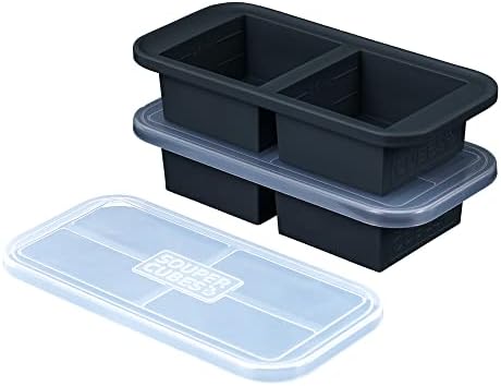  2-Cup Extra-Large Silicone Freezer Tray With Lid- 2 Pack - Makes 4 Perfect 2 Cup Portions - Freeze Soup, Stew, Sauce, Or Meals (2 Cup Tray, Aqua Color, Pack Of 2, With Lids)
