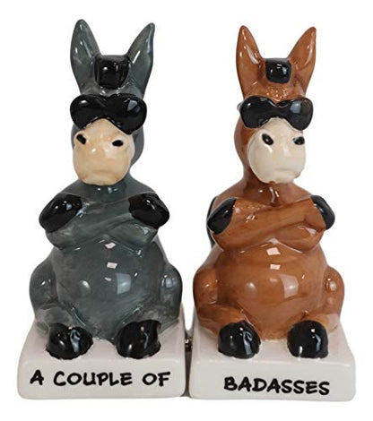 Ceramic A Couple Of Badasses Brown And Gray Jackass Donkeys With Shades Magnetic Salt And Pepper Shakers Set Figurines Party Kitchen Tabletop Country Farm Collectible Decorative Accents