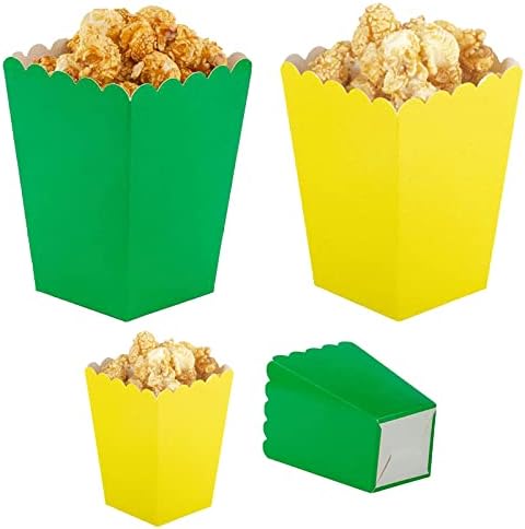  Navy Blue And Yellow Popcorn Boxes Small Paper Popcorn Boxes Mini Cardboard Popcorn Boxes, Popcorn Containers For Party Decoration, Pack Of 24