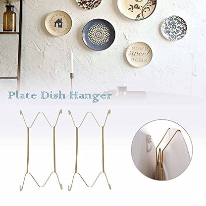  Wall Dish Spring Holder Dismountable Securing Clip Fixed Home Decor Wall Display Golden Dish Decoration Crafts 6/7/8/10/12/14/16 Inch(10 Inch)