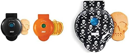 Dash Ash Mini Waffle Maker (2 Pack) For Individual Waffles Hash Browns, Keto Chaffles With Easy To Clean, Non-Stick Surfaces, 4 Inch, Halloween, Orange