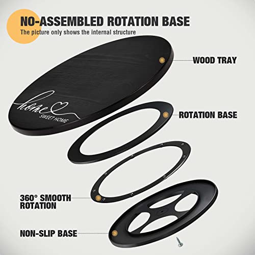  15'' Wooden Lazy Susan Turntable Organizer, Black Large Lazy Susan Turntable For Table Cabinet Or Pantry, Unique Anniversary Birthday Housewarming Gifts