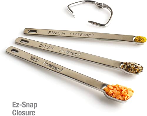  LbDepot Measuring Spoons Set Of 3 (Tad 1/4 Teaspoon, Dash 1/8 Teaspoon, Pinch 1/16 Teaspoon), Chrome Finish, Premium Heavy-Duty Stainless Steel, Narrow, Long Handle Design Fits In Spice Jar