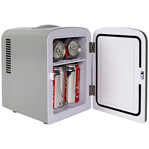 Coca-Cola Diet Coke DC04 4 Liter/4.2 Quarts 6 Can Portable Mini Cooler/Fridge, Beverages, Baby Food, Skincare And Medications-Use At Home, Office, Dorm, Car, RV Or Boat-with AC & DC Plugs, Gray