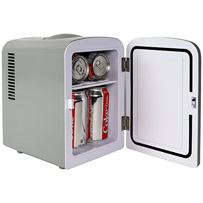 Coca-Cola Diet Coke DC04 4 Liter/4.2 Quarts 6 Can Portable Mini Cooler/Fridge, Beverages, Baby Food, Skincare And Medications-Use At Home, Office, Dorm, Car, RV Or Boat-with AC & DC Plugs, Gray