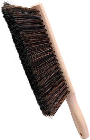  Horsehair Hand Brush Soft Bristles Oiled Beech Wood Handle Small 12 Inch Long (White Horsehair)