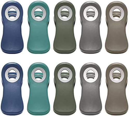  All Purpose Magnetic Clips - Chip Clips, Bag Clips, Food Clips, Refrigerator Magnets Clips For Bread Bags, Snack Bags And Food Bags (Pack Of 10, Deep Colors)
