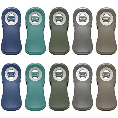  All Purpose Magnetic Clips - Chip Clips, Bag Clips, Food Clips, Refrigerator Magnets Clips For Bread Bags, Snack Bags And Food Bags (Pack Of 10, Deep Colors)