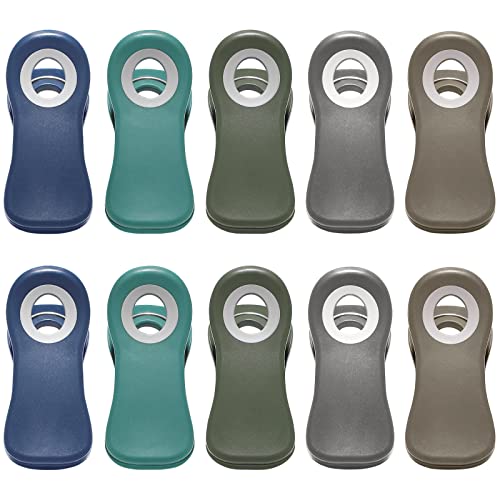  All Purpose Magnetic Clips - Chip Clips, Bag Clips, Food Clips, Refrigerator Magnets Clips For Bread Bags, Snack Bags And Food Bags (Pack Of 10, Deep Colors)
