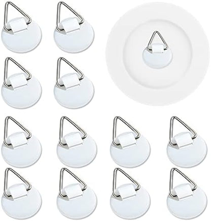 N/A 50Pcs Invisible Adhesive Plate Hanger, Vertical Plate Holders For Wall, Adhesive Plate Hanger Hooks For Plate Pictures Wall Decor (White,Sq)