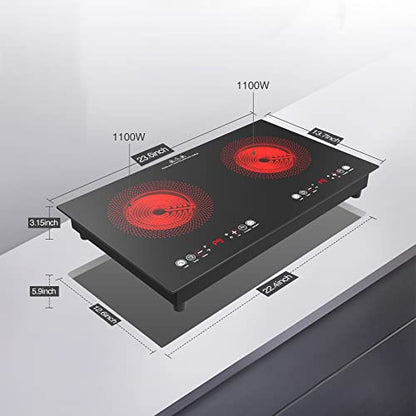  Electric Cooktop, 9 Heating Level, Levels Sensor Touch Control,Child Safety Lock & Timer, 110V Electric Stove