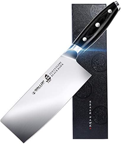  Allop Cleaver Knife 7 Inch, Chinese Vegetable Cleaver Knife - High Carbon Stainless Steel - Full Tang Pakkawood Handle - BLACK HAWK SERIES With Gift Box
