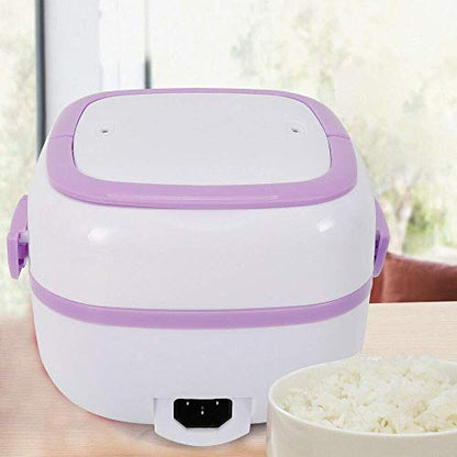  110V Portable 1L Mini Electric Lunch Box For Cooking Rice, Steaming Eggs, Vegetables, Meat And More,Removable Stainless Steel Rice Cooker For Car, Truck, Home And Work