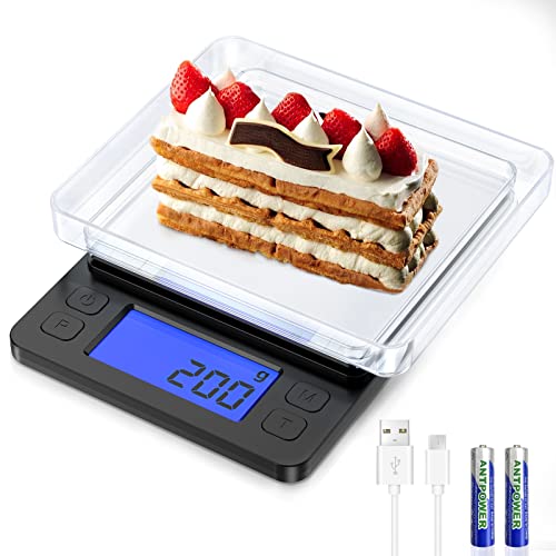  Kitchen Food Scale, Rechargeable Scale For Food Ounces And Grams, High Precision Digital Scale Used For Baking, Coffee Making, With LCD Display And 2 Trays