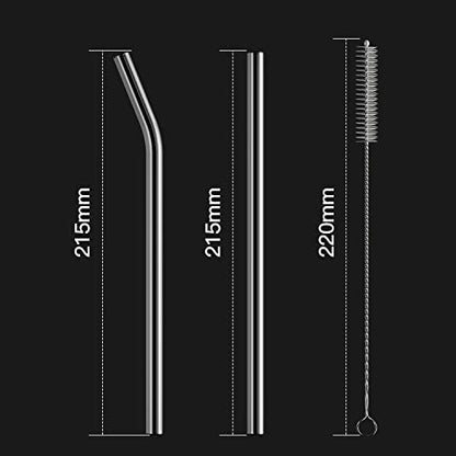  12-Pack Disposable Glass Straw,Size 8.5''x10 MM,Including 6 Straight And 6 Bent With 2 Cleaning Brush- Perfect For Smoothies, Tea, Juice