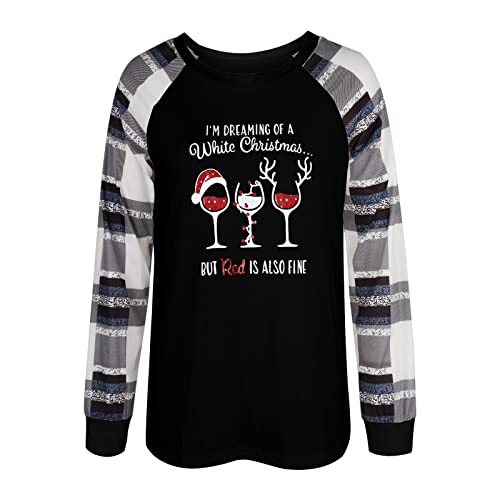  Womens Crewneck Sweatshirt Cute Plus Size Sweatshirts Long Sleeve Crew Neck Christmas Print Pullover Top Fall Clothes