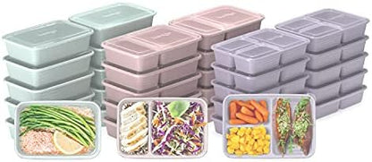  ® Prep 60-Piece Meal Prep Kit - 1, 2, & 3-Compartment Containers With Custom Fit Lids - Microwaveable, Durable, Reusable, BPA-Free, Freezer & Dishwasher Safe Storage Containers (Floral Pastels)