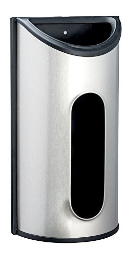 Greenco Plastic Bag Saver, Holder And Dispenser, Wall Mount Brushed Stainless Steel Storage Solution With An Extra Wide Opening For Easy Access To Grocery Bags, Trash Bags, Shopping Bags