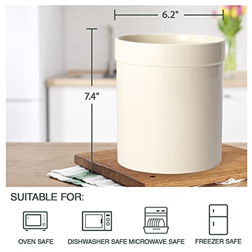  Ceramic Kitchen Utensil Holder, Utensil Crock Large Utensils Holder For Kitchen Decor, Cooking Tool Utensils Caddy For Countertop, White